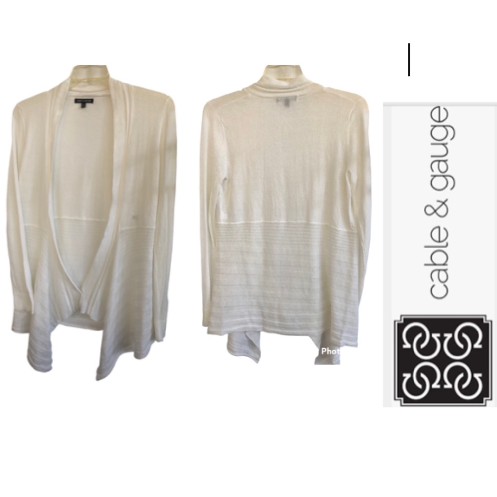 Cable & Guage Cream Jacket With Handkerchief Hem